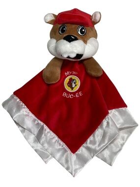 Buc-ee’s My 1st Buc-ee Lovey 14” Security Blanket Rattle Plush Satin.